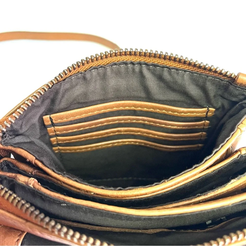 Oak & Tan Linzia Cognac Leather Crossbody Bag - Picture 9 of 14